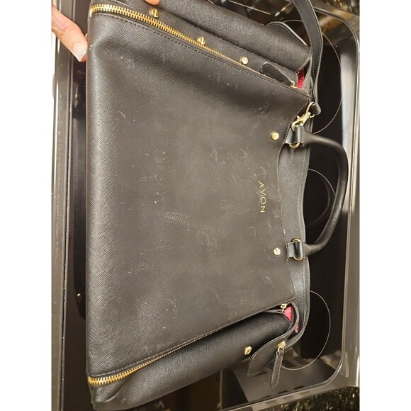 Avon Consultant Premier Beauty Business Tote Bag Purse Black & Pink With Insert - Picture 6 of 16